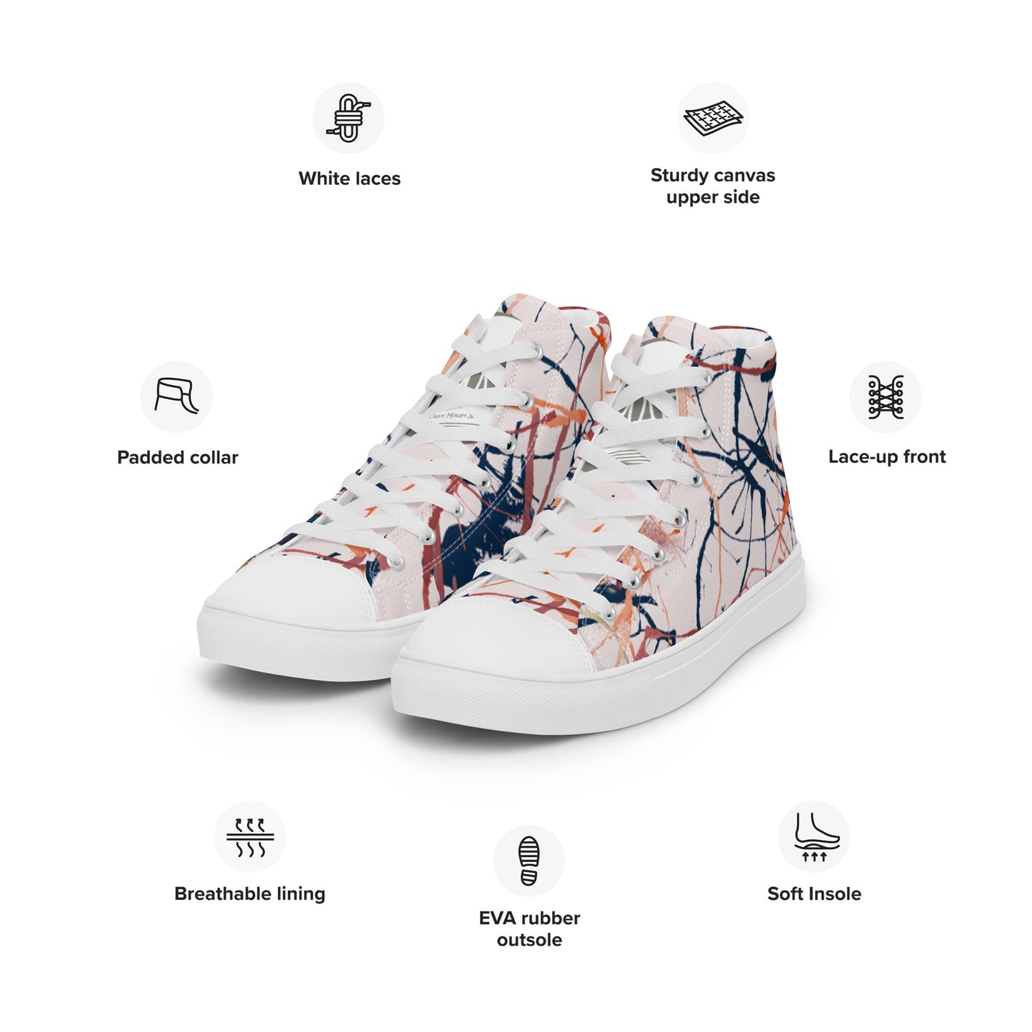 Paint Splattered OMAB Women’s high top canvas shoes